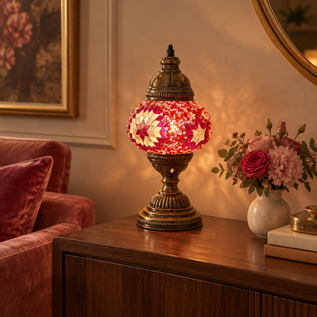 Ruby Rose Table Lamp in a sophisticated living room
