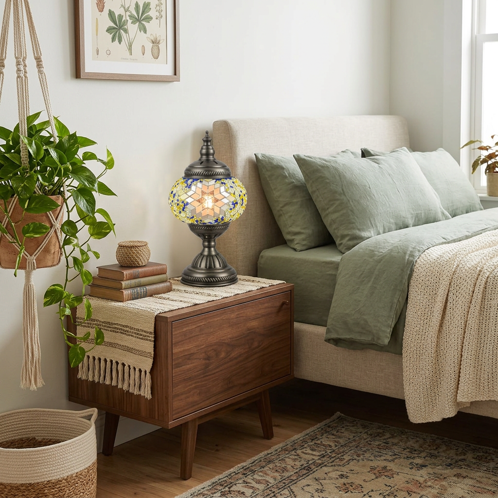 Sapphire Sun in a layered boho bedroom