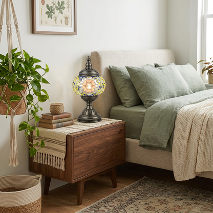 Sapphire Sun in a layered boho bedroom