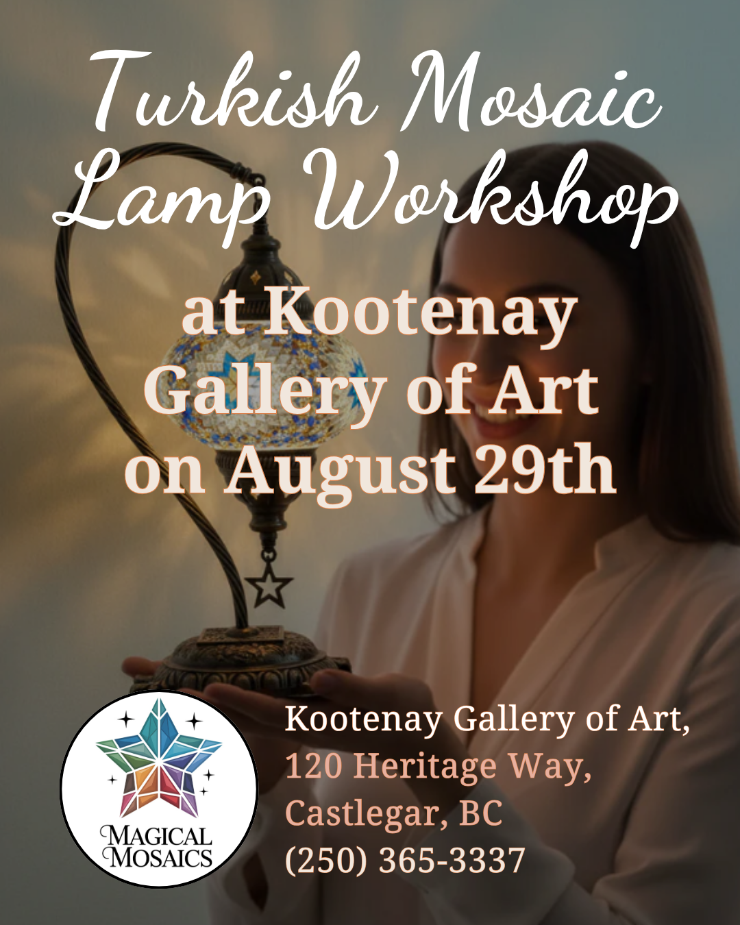 August 29th – DIY Turkish Mosaic Lamp Workshop at the Kootenay Gallery of Art, Castlegar