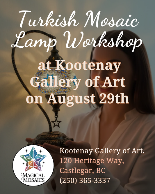 August 29th – DIY Turkish Mosaic Lamp Workshop at the Kootenay Gallery of Art, Castlegar
