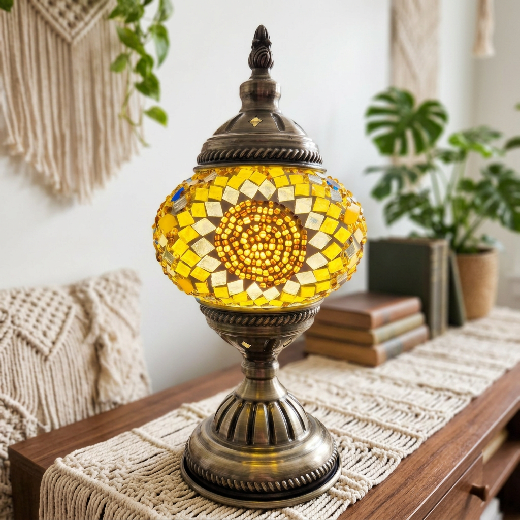 Square Yellow Sunflower lamp close-up